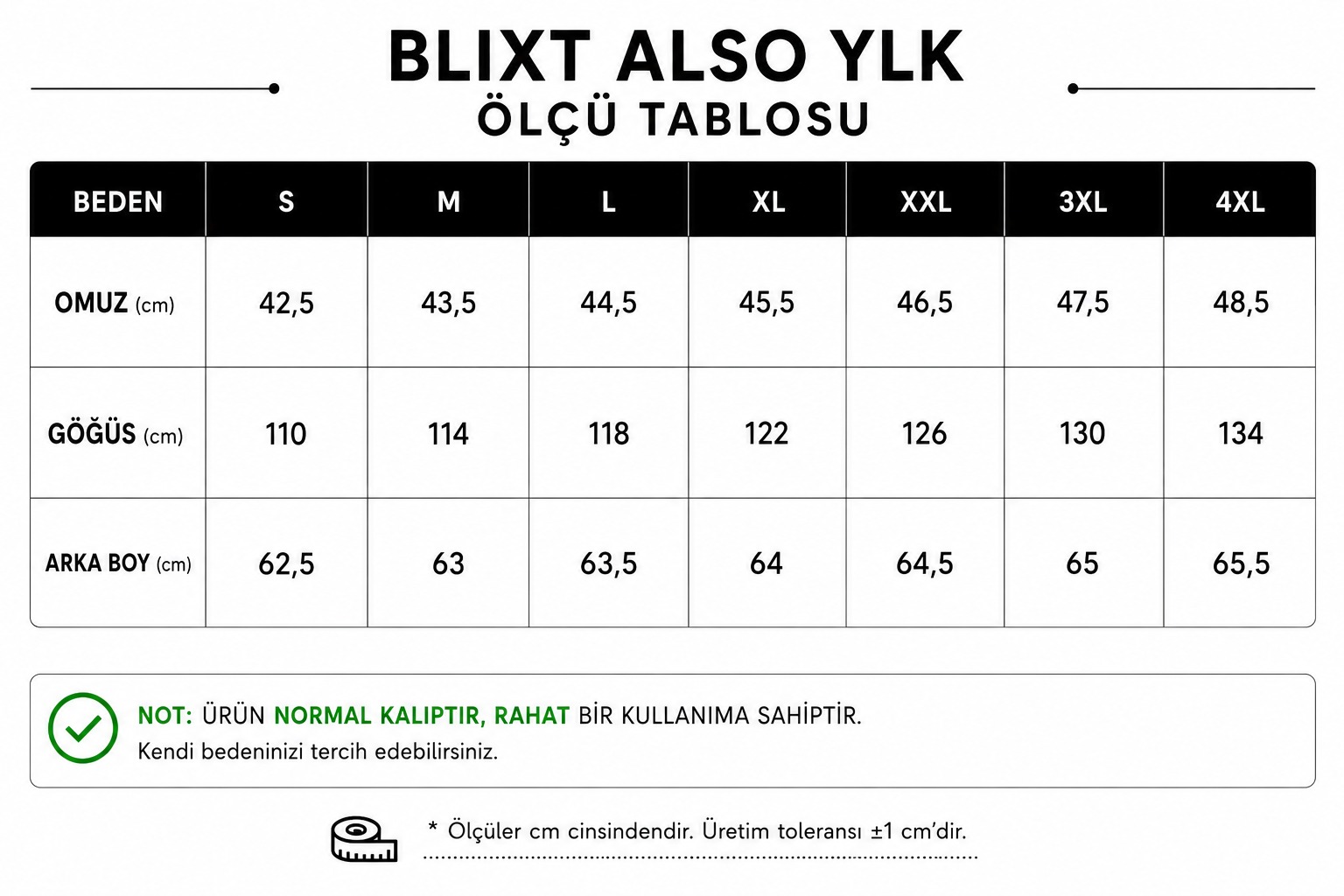 Beden Tablosu